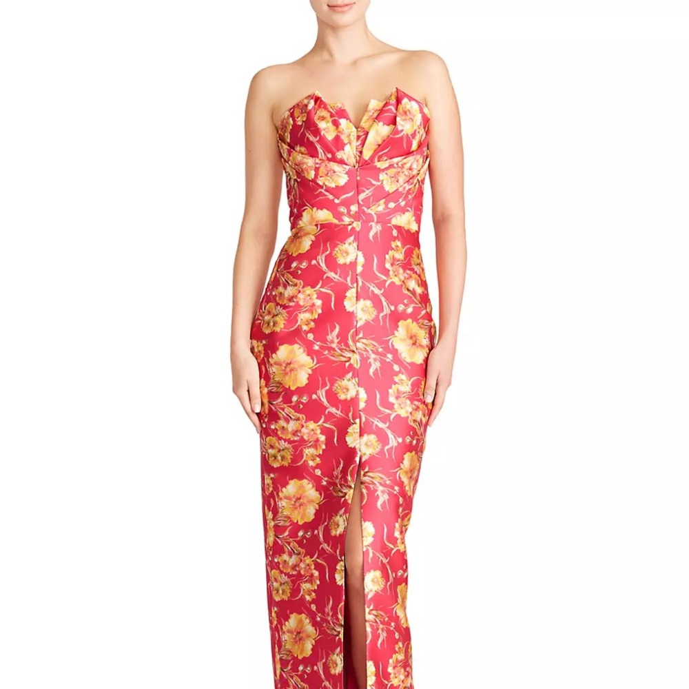 Theia Ariellah Strapless Floral Gown